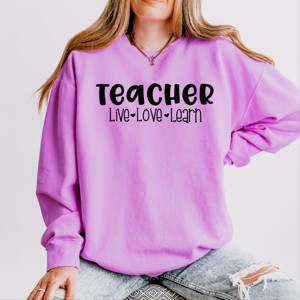 Simply Sage Market Teacher Live Love Learn Lightweight Garment Dyed Sweatshirt - 1 of 4