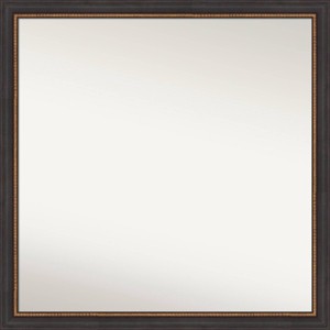 29" x 29" Non-Beveled Ashton Black Wood Wall Mirror - Amanti Art: Modern Square, Includes Mounting Hardware - 1 of 4