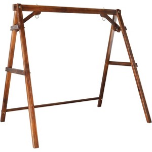 VINGLI Heavy Duty 660 LBS Wooden Swing Frame with Extra Bottom Connection Board, Upgraded A-Frame Porch Swing Bench Stand - 1 of 4