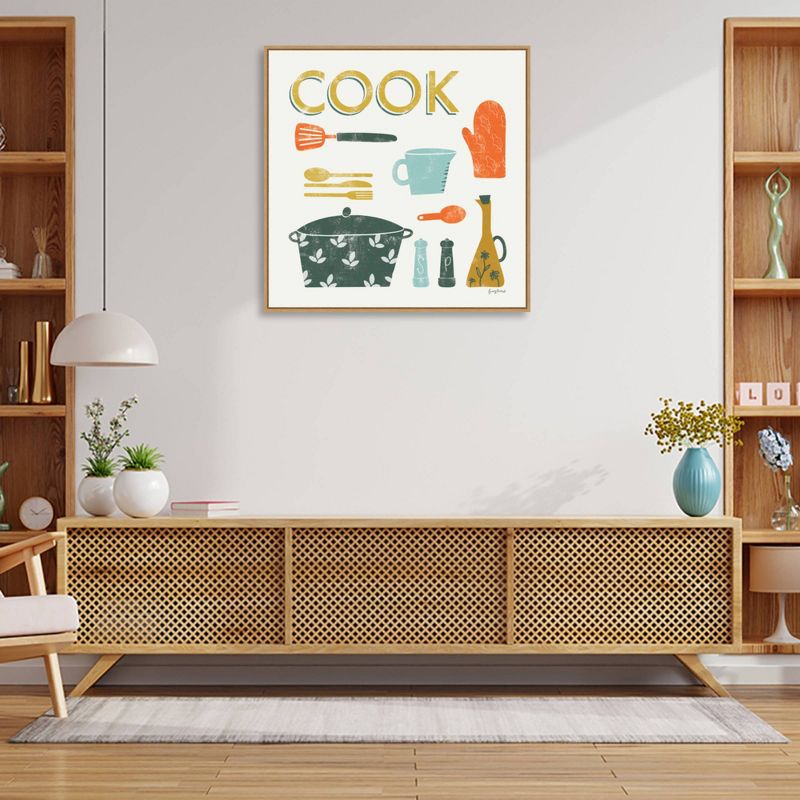 30&#34; x 30&#34; Retro Kitchen III by Becky Thorns Framed Canvas Wall Art Print - Amanti Art, 6 of 10