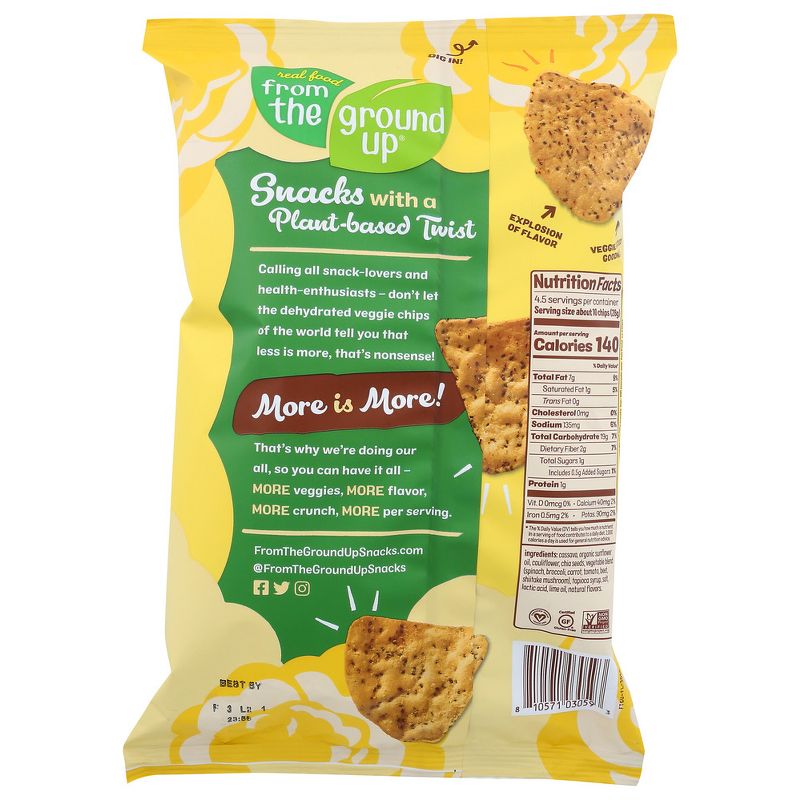 Real Food From The Ground Up Cauliflower Lime Tortilla Chips - Case of 12/4.5 oz, 3 of 7