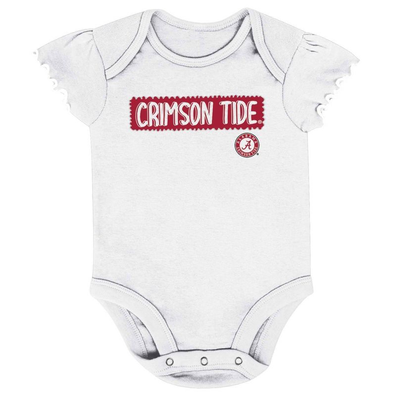 NCAA Alabama Crimson Tide Infant Girls&#39; 3pk Bodysuit Set, 4 of 5