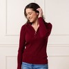Hope & Henry Women's Organic Long Sleeve Fine Gauge Rib Knit Half Zip Sweater, Oxblood, X-Small - 4 of 4