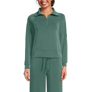 Lands' End Women's Long Sleeve Heavy Weight Softest Touch Quarter Zip Top - 1 of 3