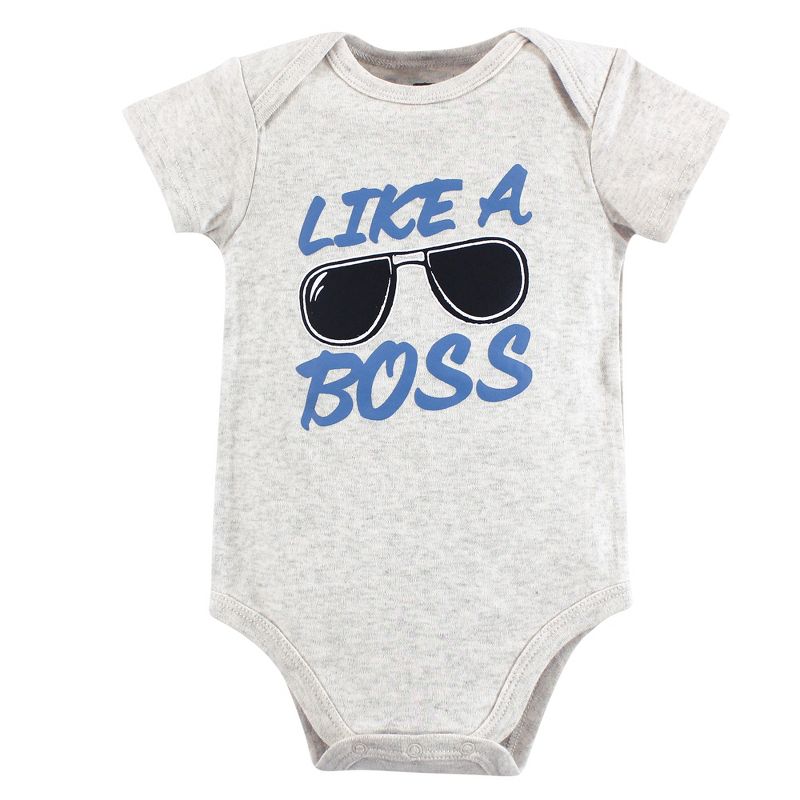 Hudson Baby Infant Boy Cotton Bodysuits 3pk, Like A Boss, 5 of 6