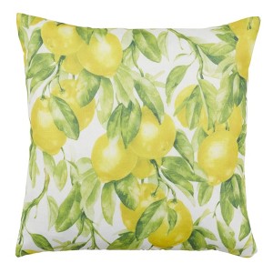 Saro Lifestyle Printed Lemon Pillow - Poly Filled, 18" Square, Multi - 1 of 3
