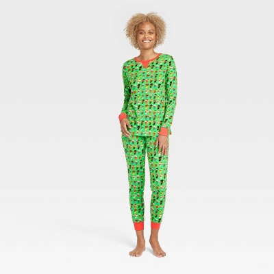 Women's Multi Santa Print Matching Family Pajama Set - Wondershop™ Green