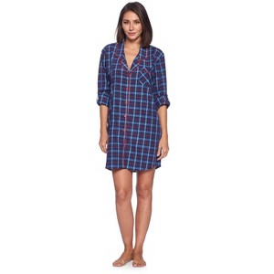 Ashford & Brooks Women's Woven Long Sleep Shirt Nightshirt - 1 of 4