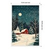 Amanti Art Red Houses and Snowy night sky by Pictufy Studio Canvas Wall Art Print Framed - 3 of 4