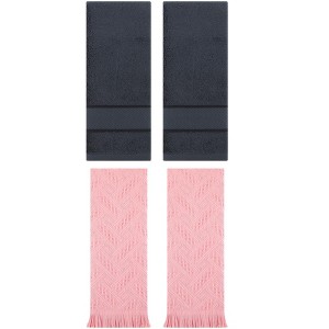REGALWOVEN 4 Pcs Bathroom Decorative Cotton Soft Absorbent Sold Striped Hand Towel - 1 of 4