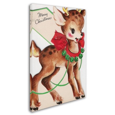 Trademark Fine Art -Vintage Apple Collection 'Vintage Xmas Card Deer' Canvas Art