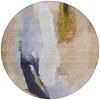 Beige And Navy Blue Abstract Washable Indoor Outdoor Area Rug - 4 of 4