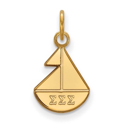Black Bow Jewelry 14k Yellow Gold Plated Sterling Silver Sigma Sigma Sigma Greek Life Extra Small Pendant