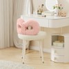 Vanity Chair with Back, Makeup Chair, Swivel Design,No Wheels,Small Upholstered Vanity Chair for Girls with Cute Bow Backrestst for Bedroom - 4 of 4