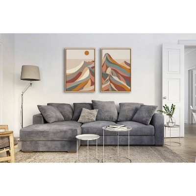 Mid Century Modern Abstract Mountain Landscape Canvas Art Set