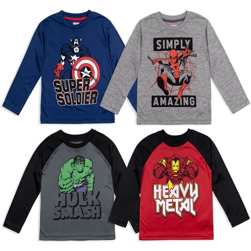 Marvel Avengers Captain America Hulk Iron Man Little 4 Long Sleeve T-shirt : Target