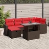 vidaXL Patio Sofa Set with Cushions and Table Outdoor Garden 7 Piece Poly Rattan - Brown without storage - 2 of 4