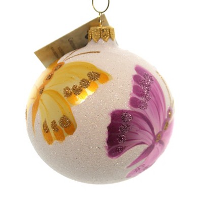 Christina's World Venetian Dew Butterfly Ornament Ball Glittered  -  Tree Ornaments