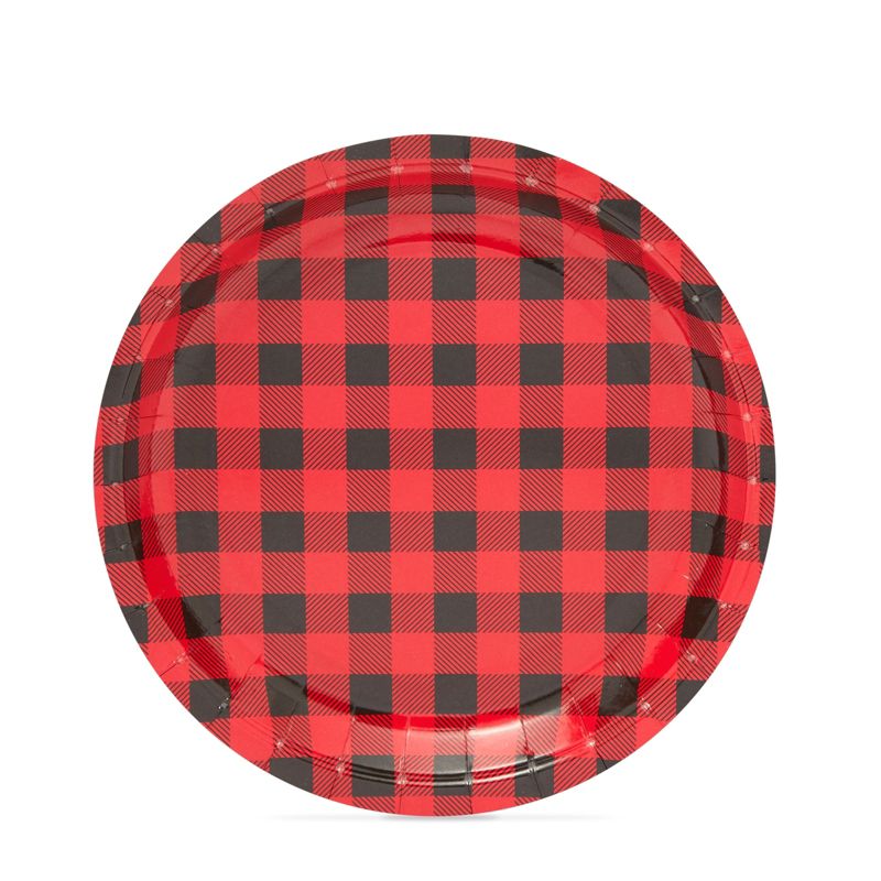 Blue Panda 48 Pack Buffalo Plaid Paper Plates for Lumberjack Birthday Party Supplies, Table Decor, Baby Shower (9 In), 3 of 7