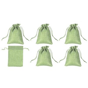Unique Bargains Cotton Linen Bank Coin Change Bag with Drawstring 6 Pcs - 1 of 4