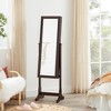 LED Jewelry Armoire with Full-Length Mirror, Lockable Storage Cabinet with 2 Drawers, 32 Necklace Hooks, 84 Ring Slots & Velvet Lining, Brown - 2 of 4