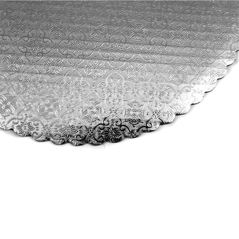 O'Creme Silver Scalloped Round Cake & Pastry Board, 6", Pack of 10, 3 of 4