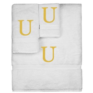 BC BARE COTTON Monogrammed Towel Set, Personalized Gift, Set of 3 - White - Gold Block - 1 of 4