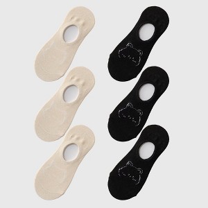 Alilang Women's Non-slip No Show Socks 6pk Invisible Liner Adorable Bear - 1 of 3