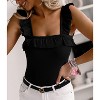 Imily Bela Women's Square Neck Knitted Camisole with Ruffle Strap Cute Sleeveless Blouse - 2 of 4