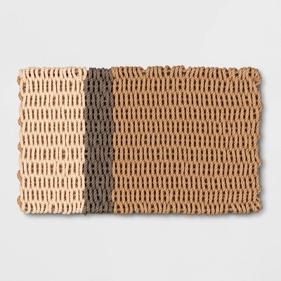Photo 1 of 1'6" X 2'6" Poly Rope Stripe Outdoor Door Mat Neutral - Threshold™ Designed with Studio McGee

