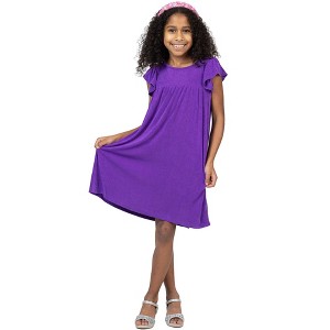 24sevenkid Girls Ruffle Cap Sleeve Knee Length Babydoll Dress - 1 of 4