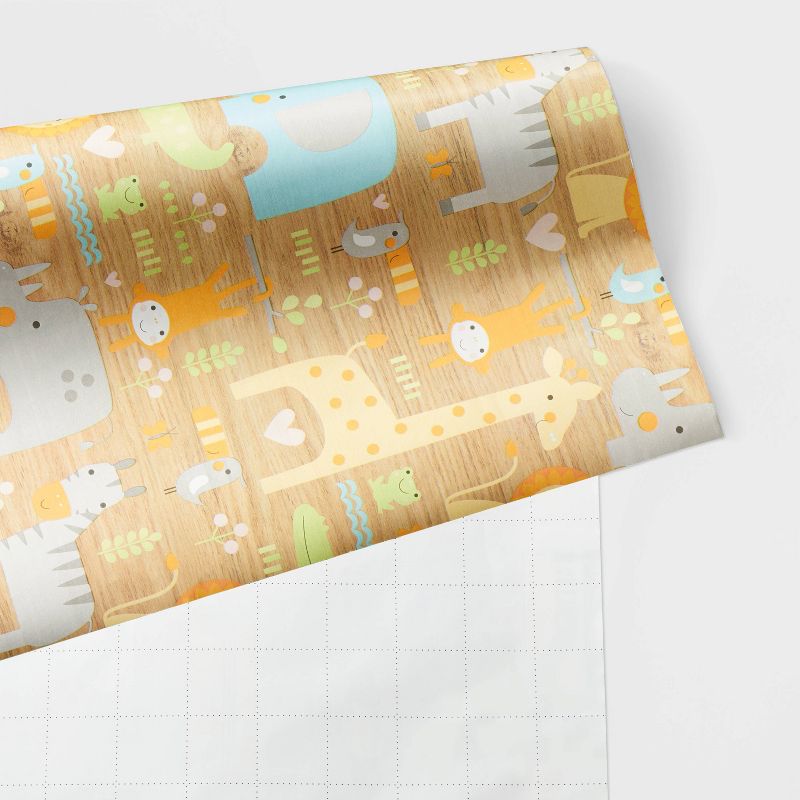 8x2.5&#39; Baby Animals on Woodgrain Baby Shower Gift Wrapping Paper - Spritz&#8482;, 3 of 6