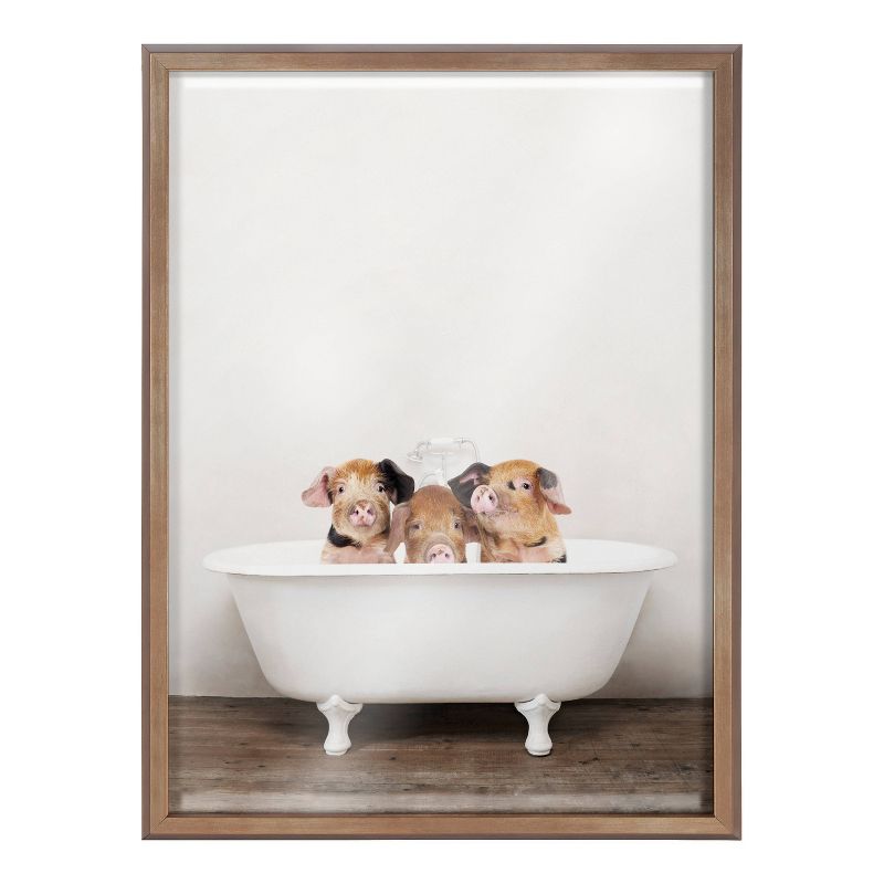 18" x 24" Blake Three Little Pigs in Vintage Bathtub by Amy Peterson Art Studio Framed Printed Glass - Kate & Laurel All Things Decor, 2 of 6