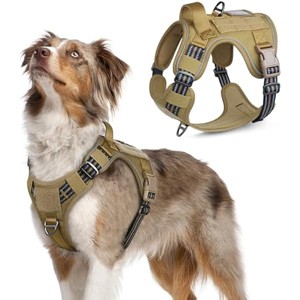 rabbitgoo Tactical Dog Harness Medium Sized Dog, No Pull Military Service Vest with Handle & Molle, Easy Control for Training, Brown, M - 1 of 1