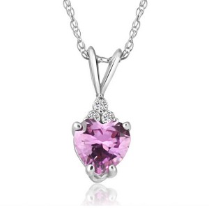 Pompeii3 1/2ct Diamond & Pink Sapphire Heart Pendant in 14K Yellow, White, or Rose Gold - 1 of 3
