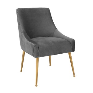 Beatrix Pleated Velvet Side Chair Gray - 1 of 4