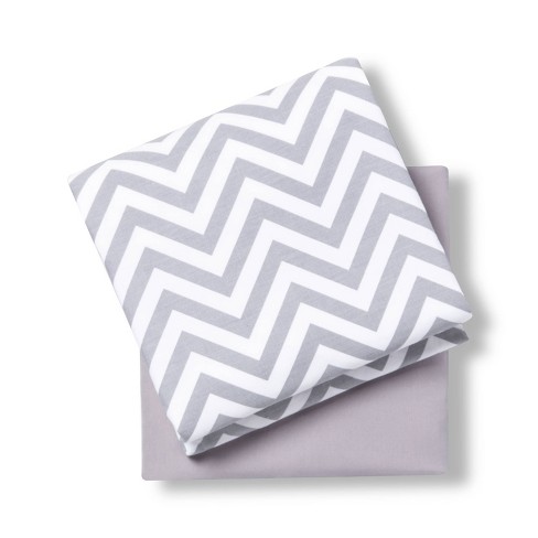 Fitted Playard Sheets Chevron Solid 2pk Cloud Island Gray White Target