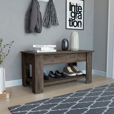 Vynxaria Karmen 1-Shelf Lid Top Storage Table Dark Brown