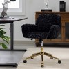 35.4"Furniture Office Chair,Artificial rabbit hair Home Office Chair with Golden Metal Base,Pink - 3 of 4