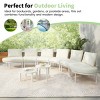 Outdoor Sectional Sofa Set, 8 Pcs Half Moon Sofa With Tempered Glass Coffee Tables, Sofa with Aluminum Frame and PE Cushions-Coolbibila - 3 of 4