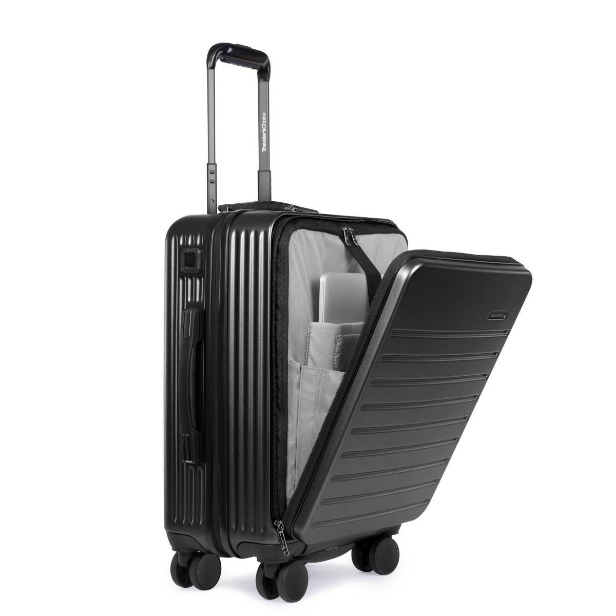 Traveler's Choice Mykel 22" Front Pocket Polycarbonate Hardside Spinner Carry On Suitcase
