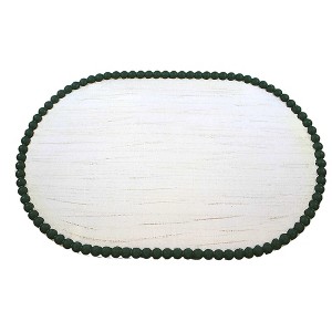 Ganz 12.0 Inch Green Beaded Edge Oval Riser Tray Distressed Rustic Decorative Trays And Platters - 1 of 3