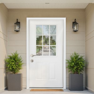 PexFix 36"x80" 6-Lite 2-Panel Fiberglass Composite Door White Right Hand Inswing Entrance Door Exterior Front Entry Doors With 4-9/16 Frame - 1 of 4