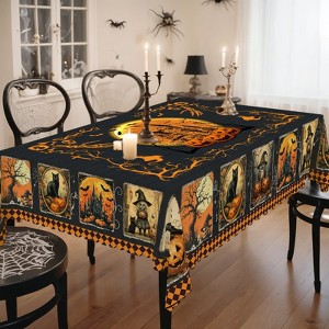 Halloween Tablecloth, Witch Castle Ghost Decorative Table Cloth, Holiday Fabric Table Cover for Party Picnic Dinner Decor - 1 of 4