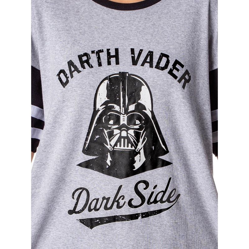 Star Wars Womens' Distressed Darth Vader Nightgown Sleep Pajama Shirt Grey, 3 of 5