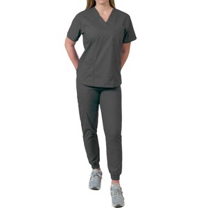 Medgear Isabella Women's Multi-pocket V-neck top and Jogger Pants Set - 1 of 4