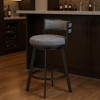 HomeRoots 31" Gray and Black Fabric and Steel Low Back Bar Height Swivel Bar Chair - 2 of 4