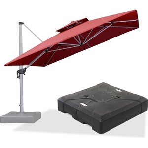PURPLE LEAF 9/10/11/12ft Square Patio Cantilever Umbrella with Base Windproof Offset Heavy Duty Sun Umbrella for Pool Lawn Garden 360 Degree Rotation - 1 of 4