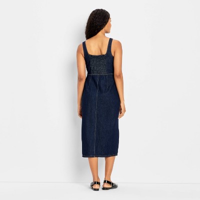 Women's 90's Denim Midi A-Line Dress - Future Collective Dark Wash M