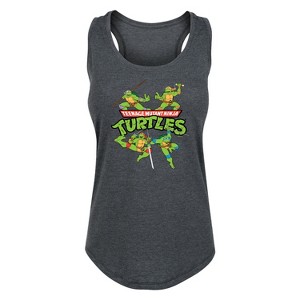 Women's - Teenage Mutant Ninja Turtles - Donnie, Mikey, Raph, and Leo Logo Graphic Racerback Tank - 1 of 4